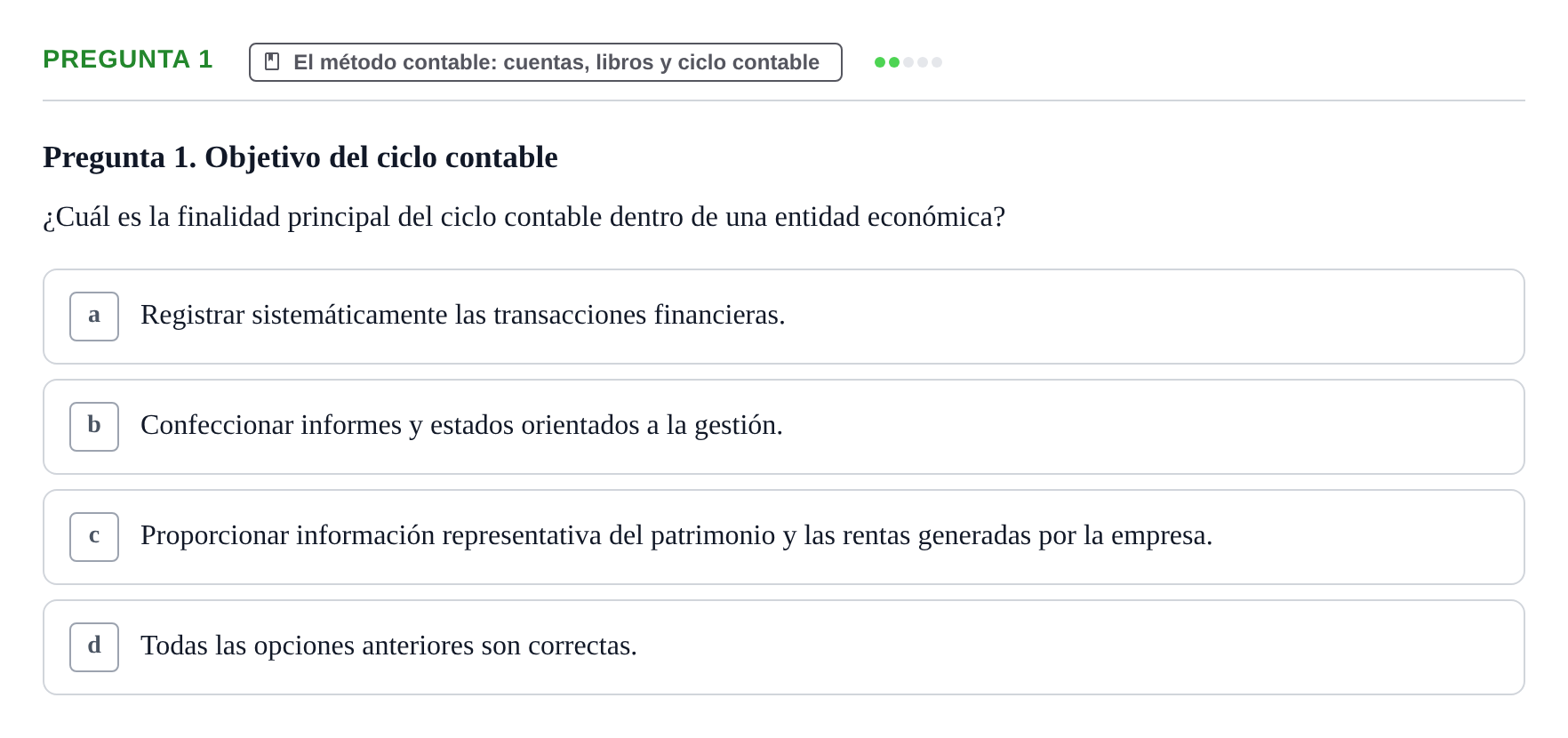Enunciado: Pregunta 1 · Introducción a la Contabilidad UAB Examen Segundo Parcial: Introducción a la Contabilidad