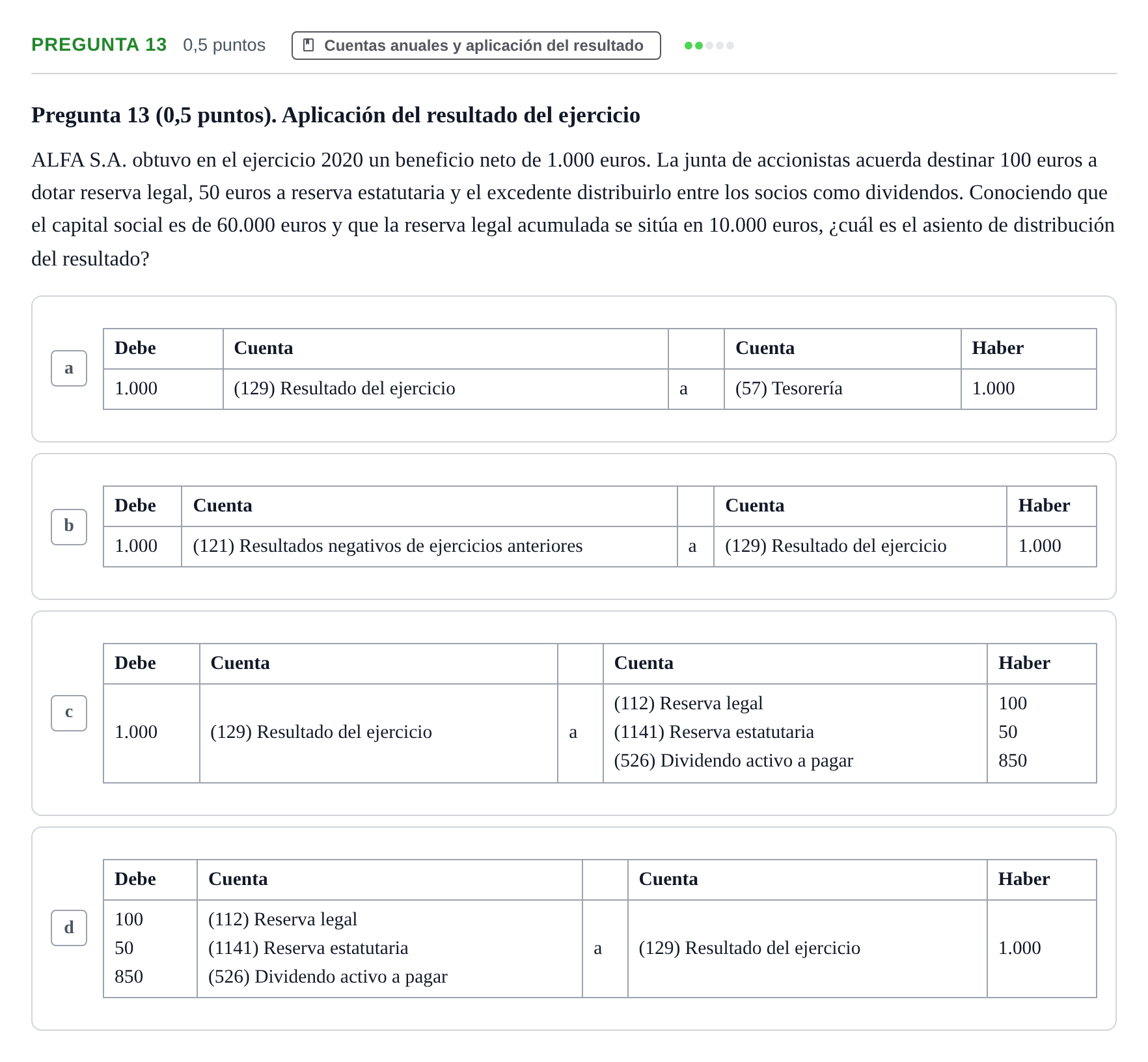 Enunciado: Pregunta 13 · Introducción a la Contabilidad UAB 2021