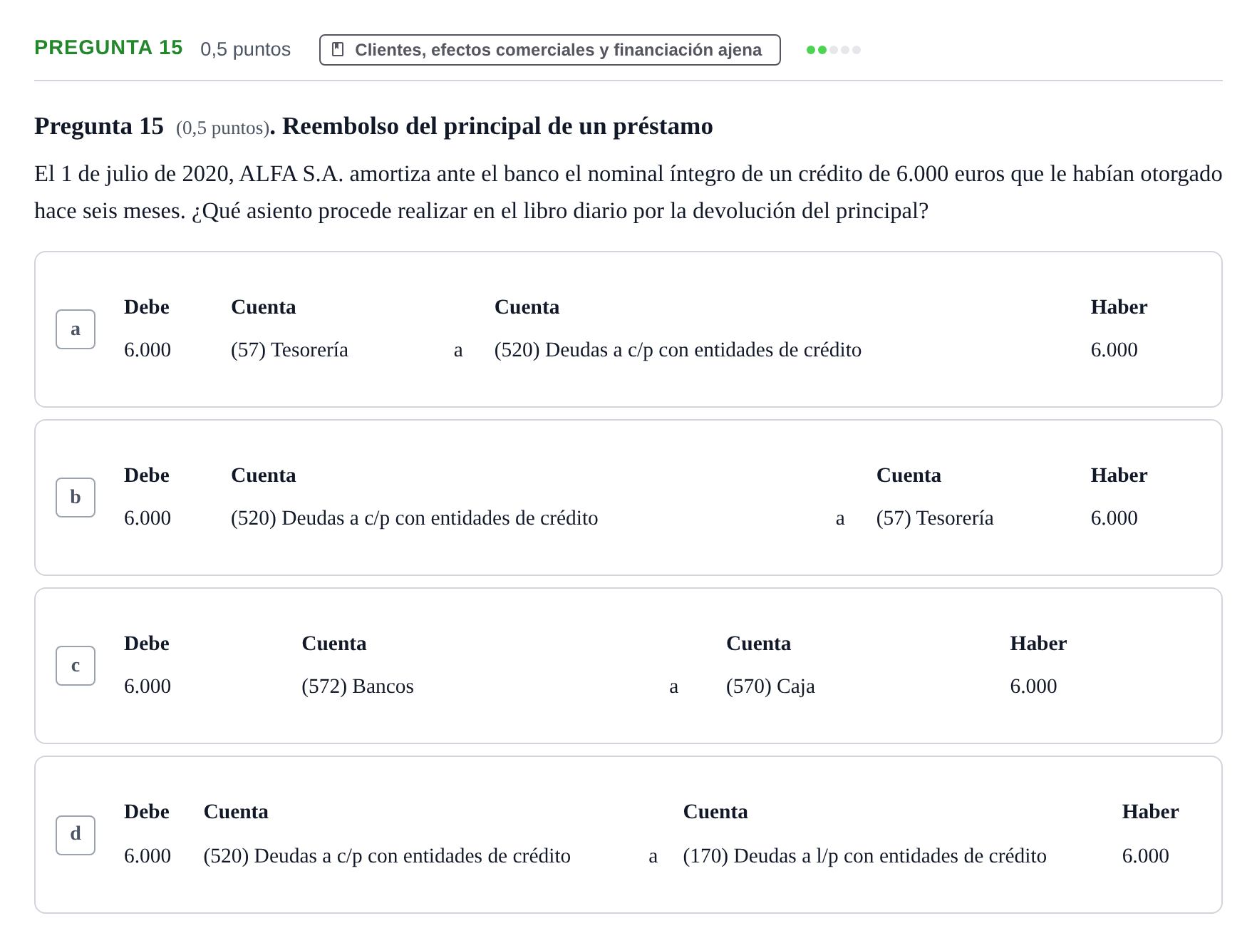 Enunciado: Pregunta 15 · Introducción a la Contabilidad UAB 2021