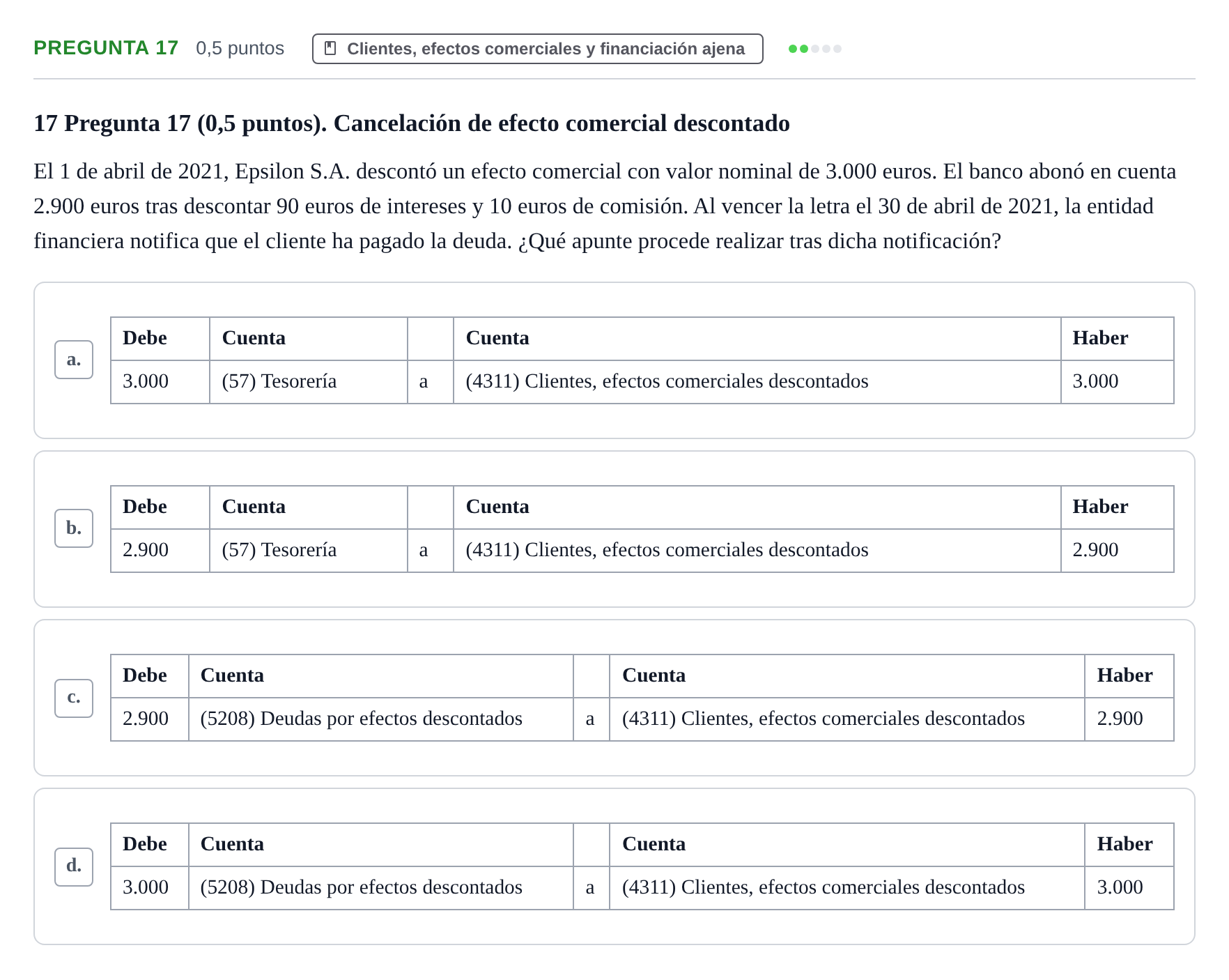 Enunciado: Pregunta 17 · Introducción a la Contabilidad UAB 2021