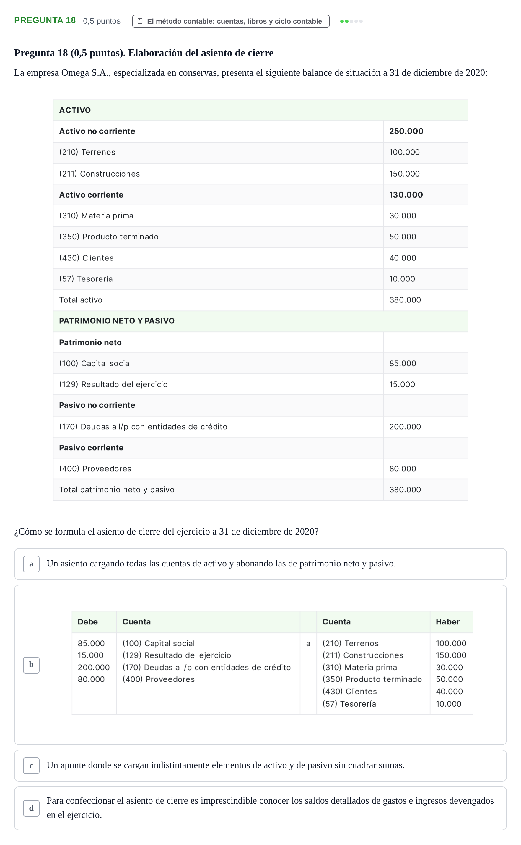 Enunciado: Pregunta 18 · Introducción a la Contabilidad UAB 2021