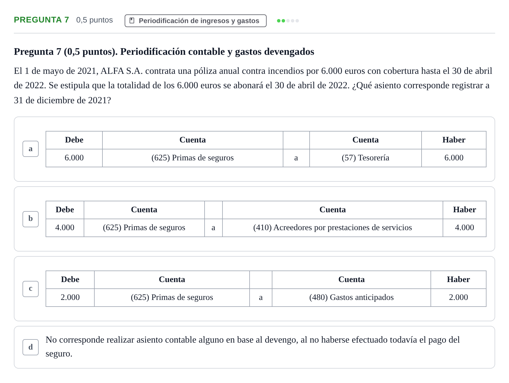 Enunciado: Pregunta 7 · Introducción a la Contabilidad UAB 2021