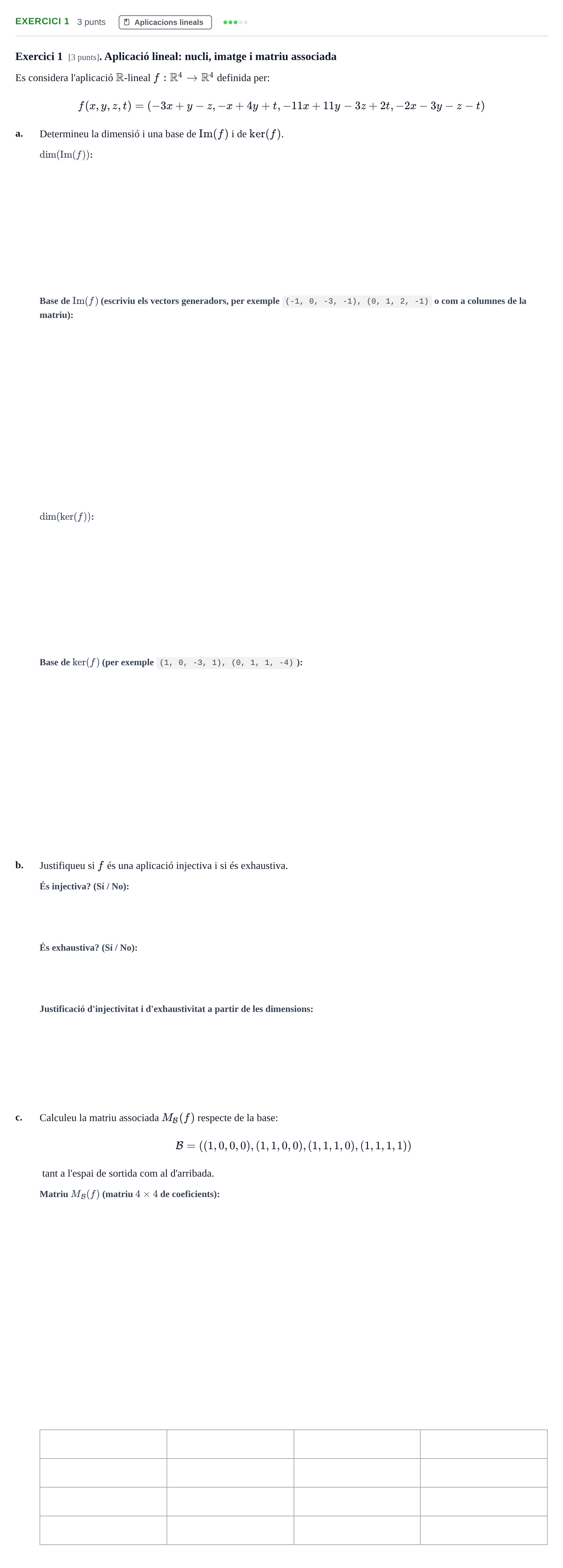 Enunciado: Exercici 1 · Álgebra UAB 2022