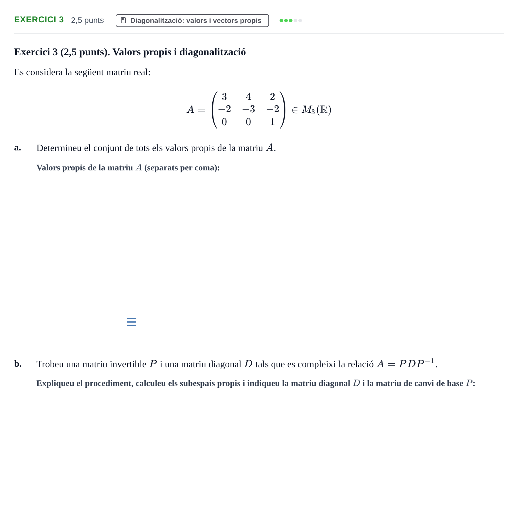 Enunciado: Exercici 3 · Álgebra UAB 2020