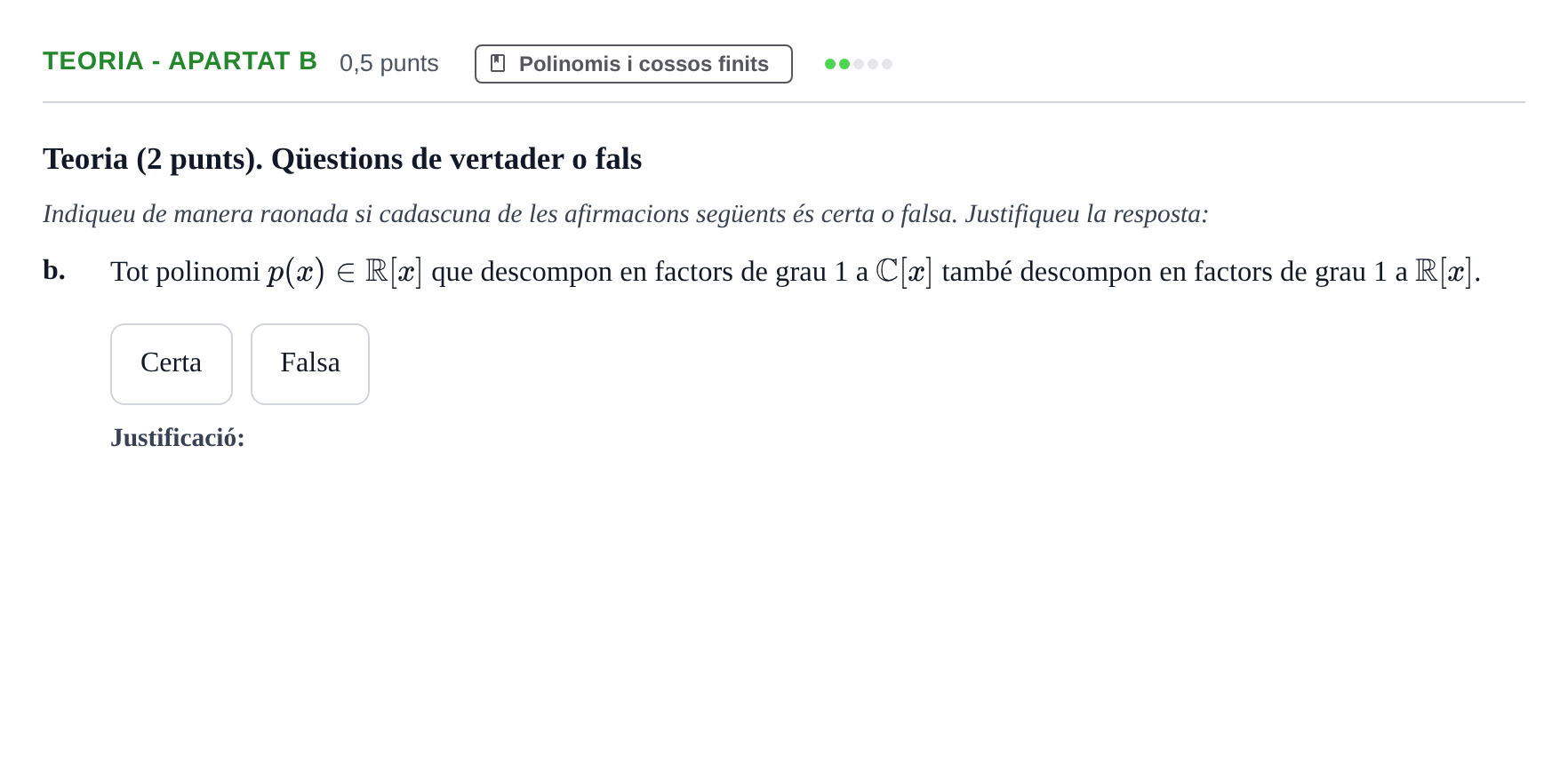 Enunciado: Ejercicio Teoria - Apartat b · Álgebra UAB 2020