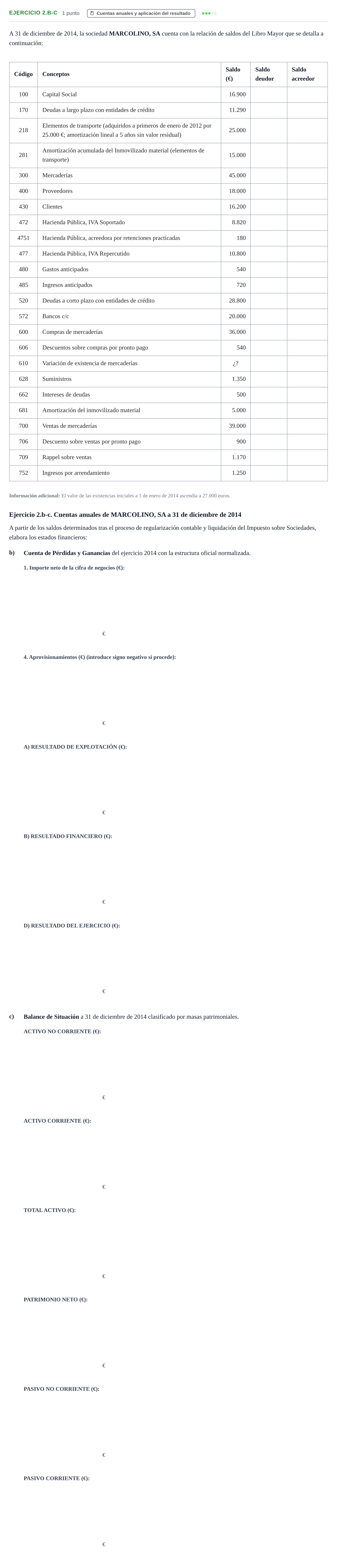 Enunciado: Ejercicio 2.b-c - Cuentas anuales · Introducción a la Contabilidad UAB 2015