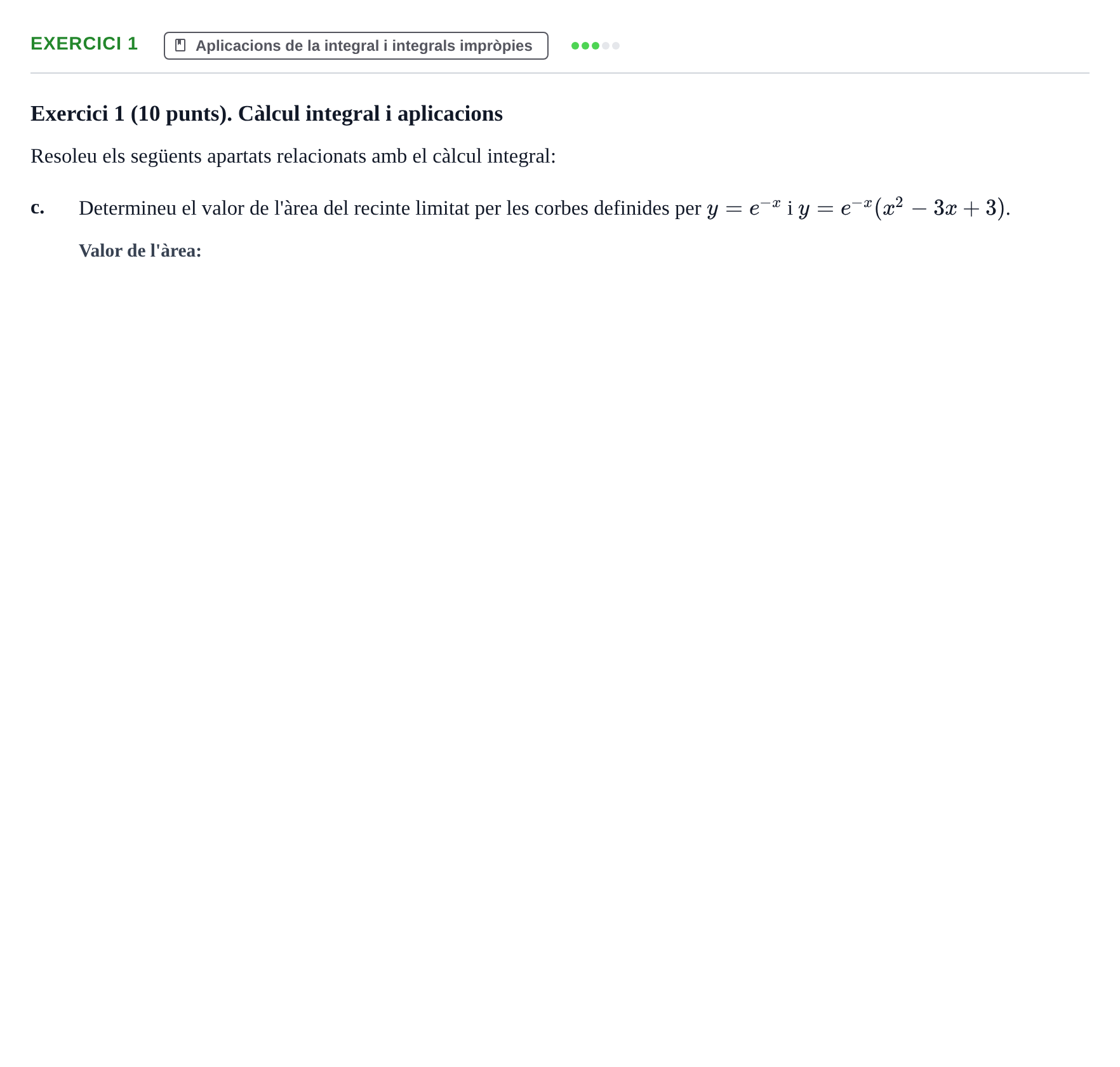Enunciado: Ejercicio 1 - Aplicacions de la integral · Càlcul UAB Juny 2023