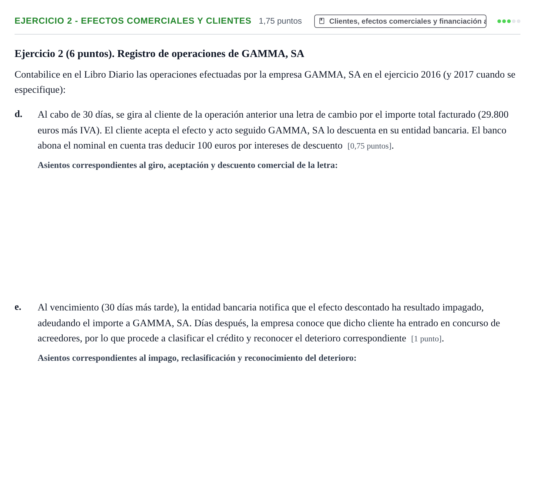 Enunciado: Ejercicio 2 - Efectos comerciales y clientes · Introducción a la Contabilidad UAB 2016