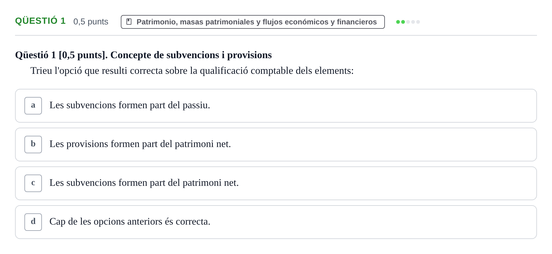 Enunciado: Ejercicio Qüestió 1 · Introducción a la Contabilidad UAB 2012