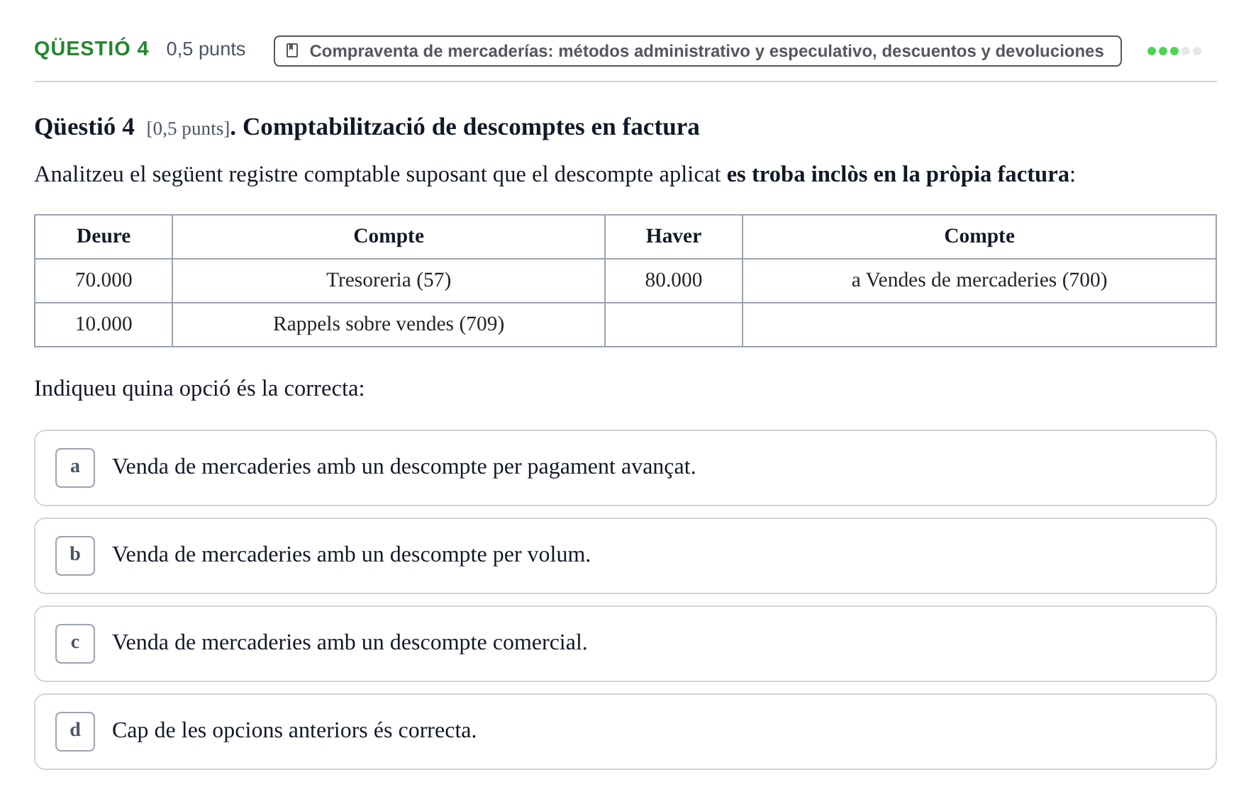 Enunciado: Ejercicio Qüestió 4 · Introducción a la Contabilidad UAB 2012