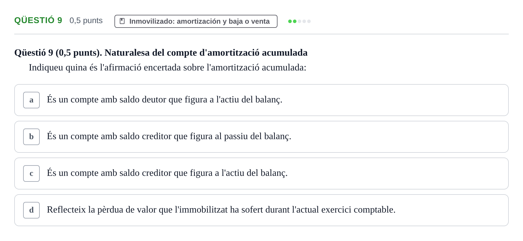Enunciado: Ejercicio Qüestió 9 · Introducción a la Contabilidad UAB 2012