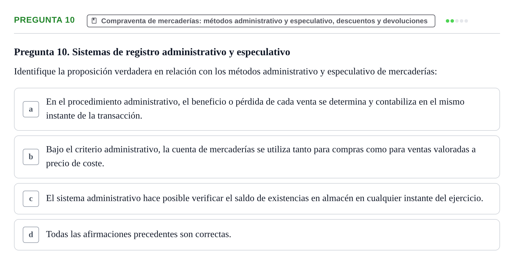 Enunciado: Pregunta 10 · Introducción a la Contabilidad UAB 2015