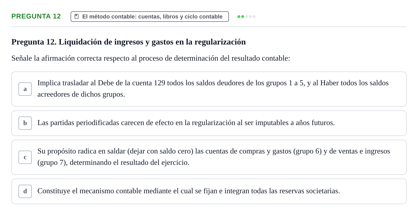 Enunciado: Pregunta 12 · Introducción a la Contabilidad UAB 2015