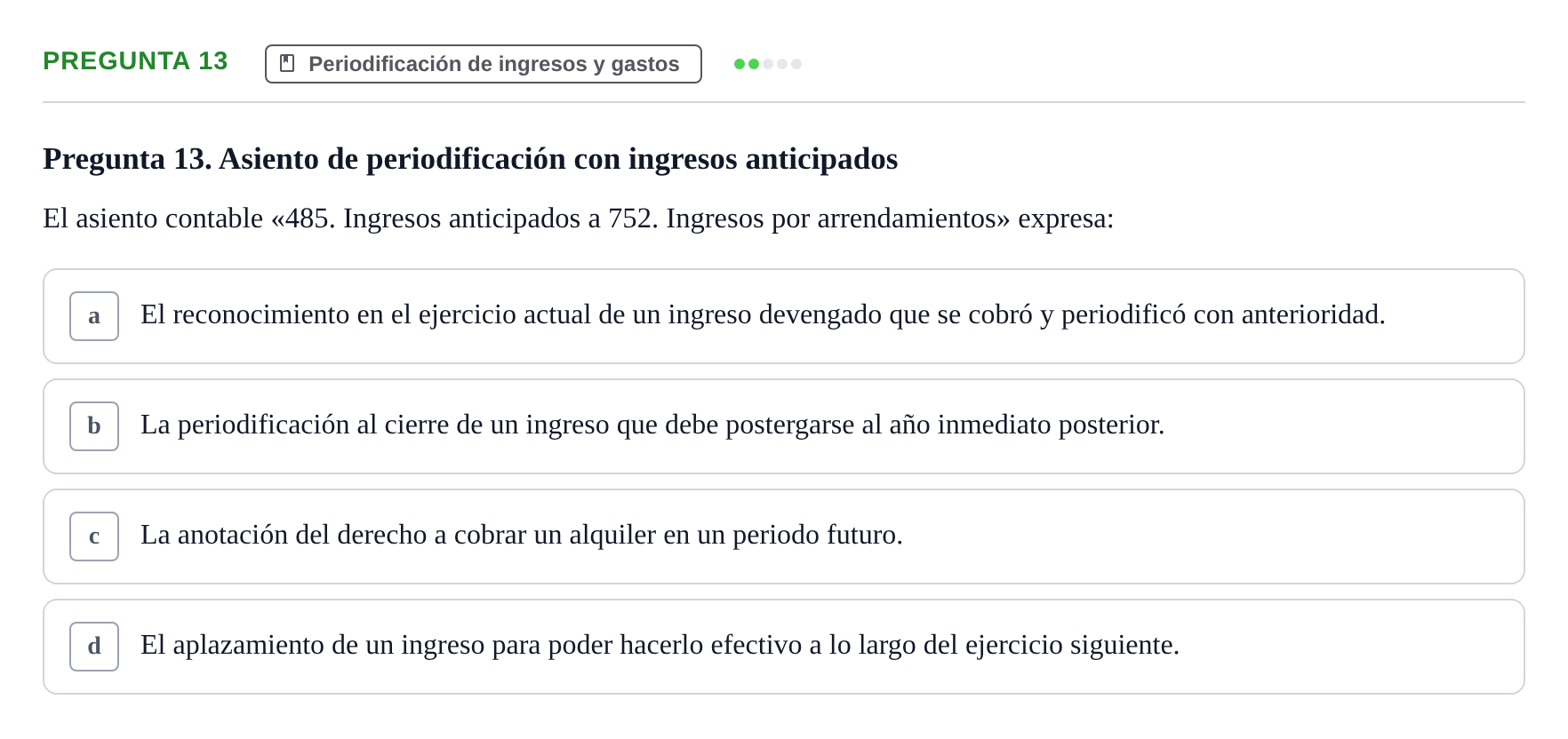 Enunciado: Pregunta 13 · Introducción a la Contabilidad UAB 2015
