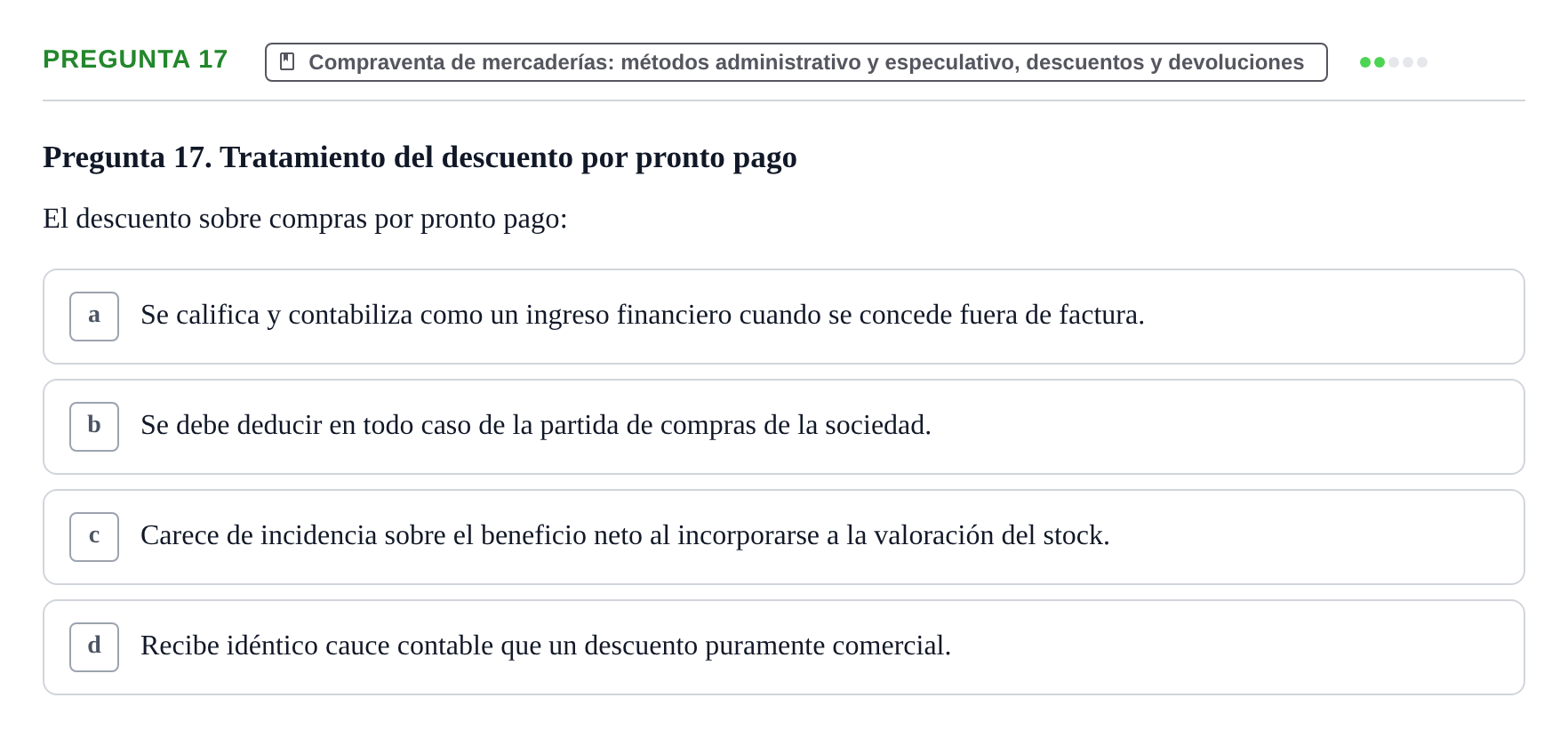 Enunciado: Pregunta 17 · Introducción a la Contabilidad UAB 2015