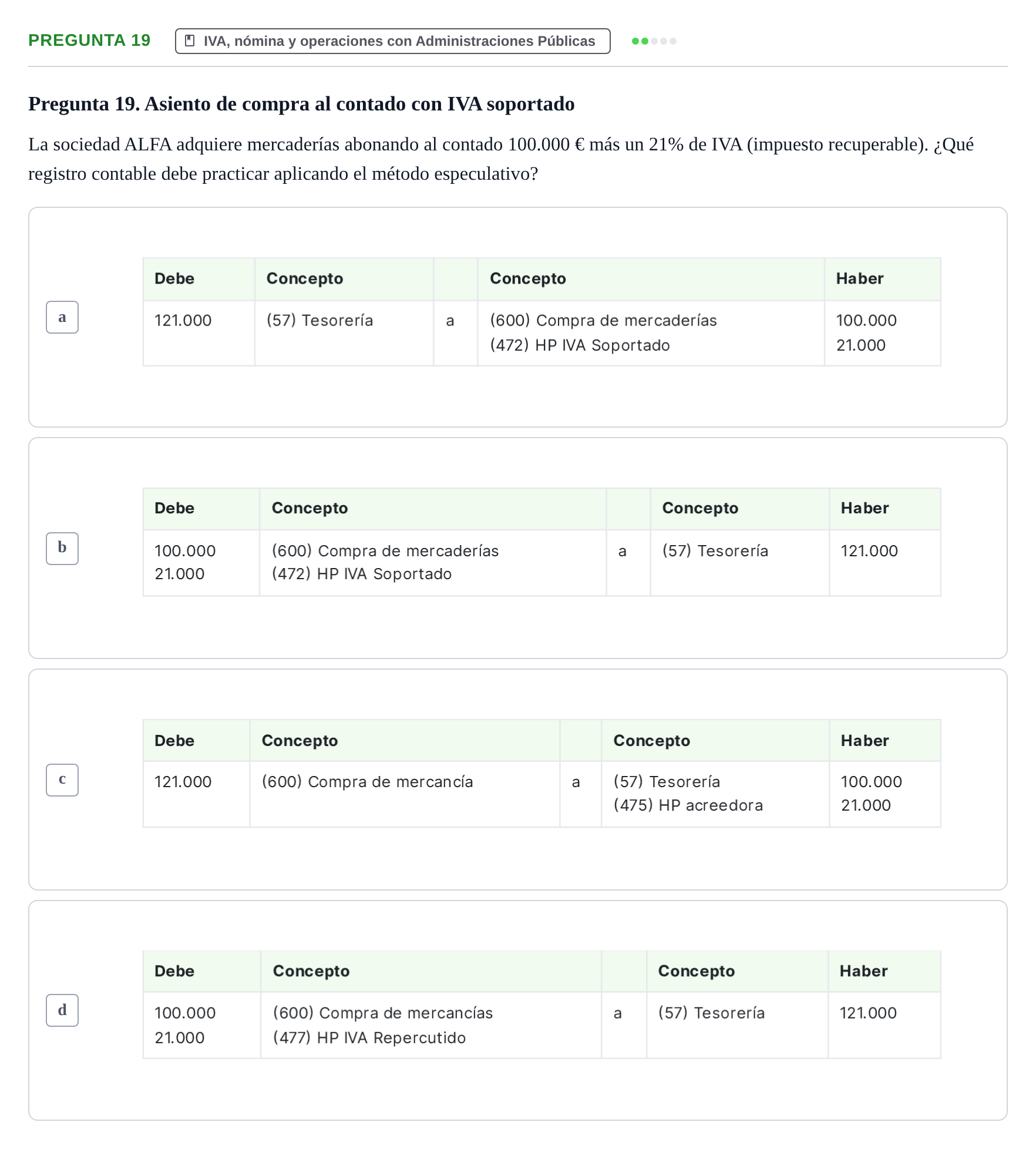 Enunciado: Pregunta 19 · Introducción a la Contabilidad UAB 2015