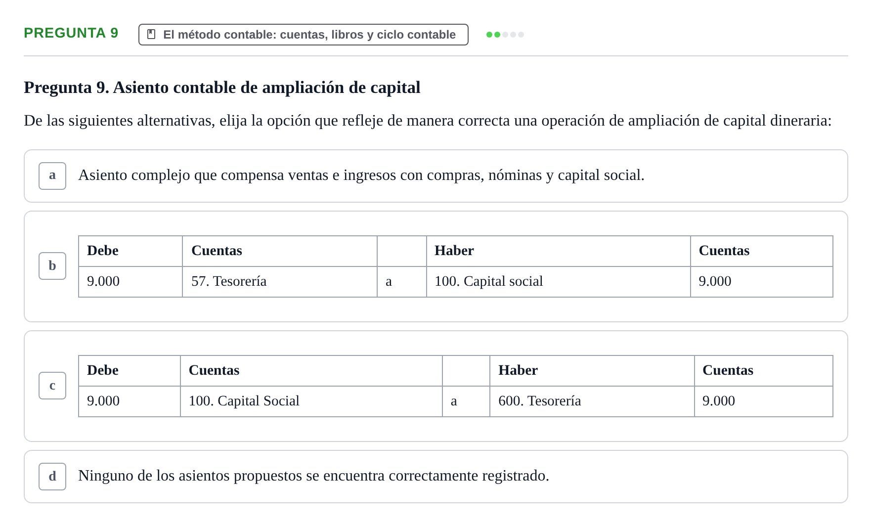 Enunciado: Pregunta 9 · Introducción a la Contabilidad UAB 2015