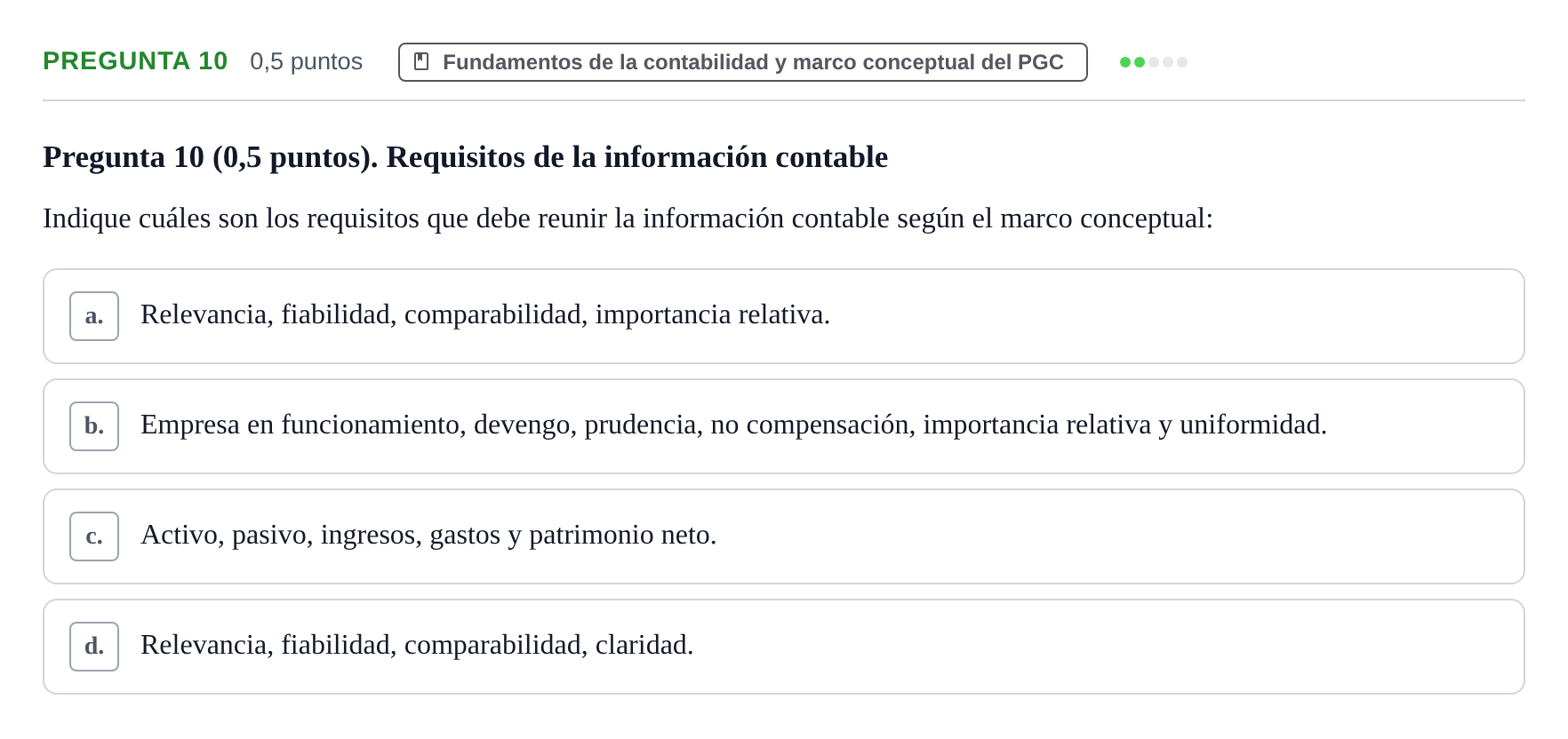 Enunciado: Pregunta 10 · Introducción a la Contabilidad UAB 2017