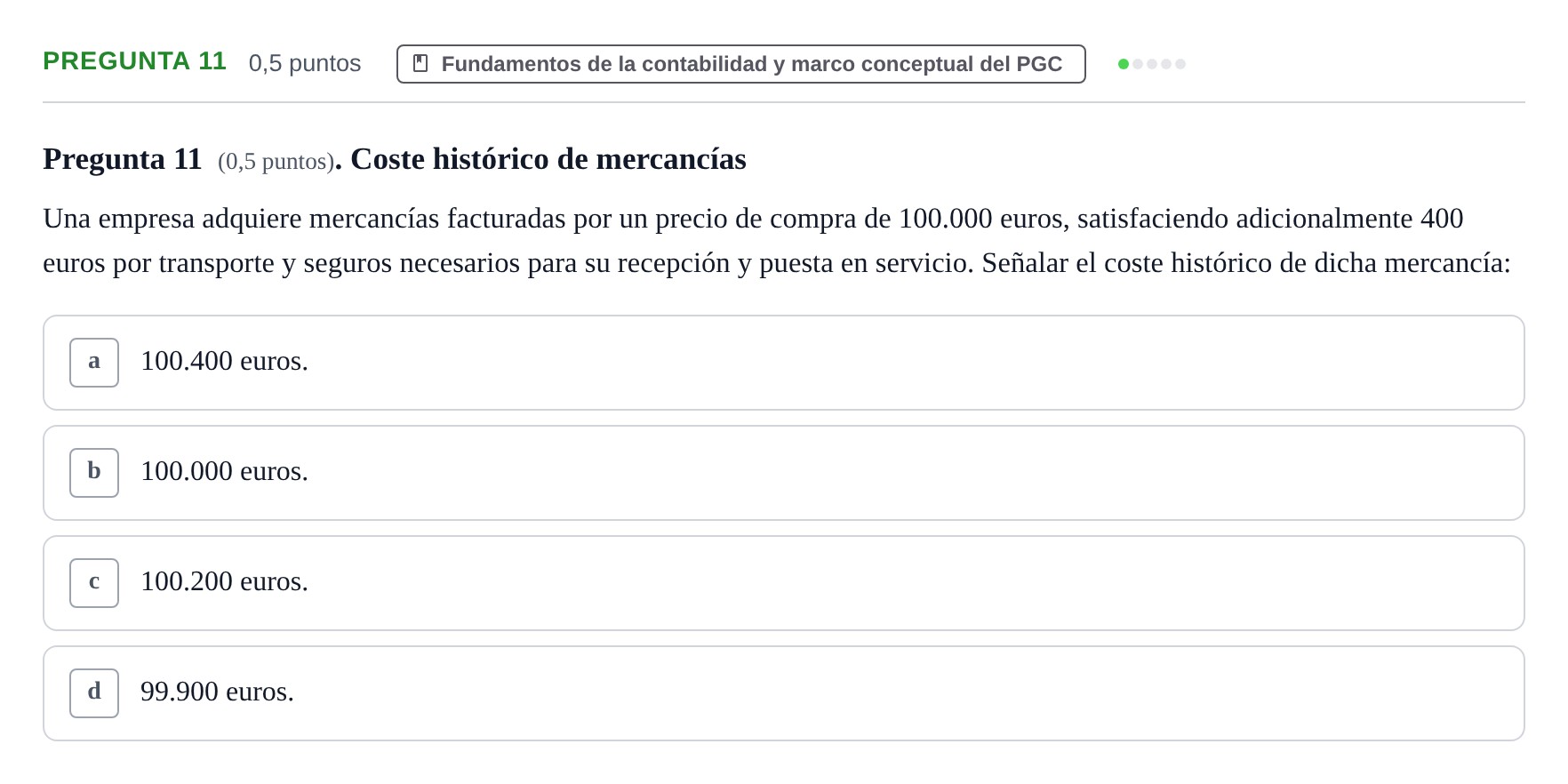 Enunciado: Pregunta 11 · Introducción a la Contabilidad UAB 2017