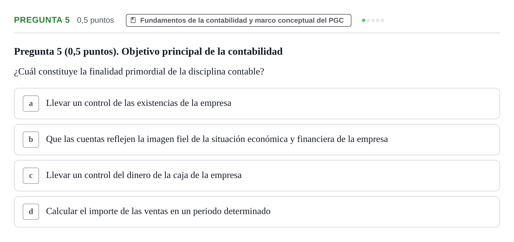 Enunciado: Pregunta 5 · Introducción a la Contabilidad UAB 2017