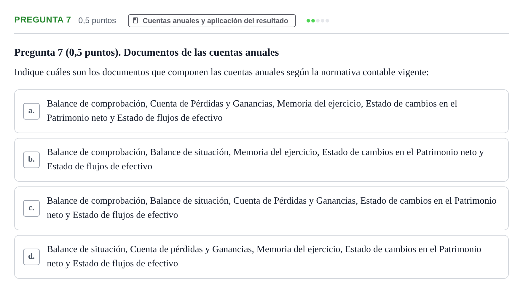 Enunciado: Pregunta 7 · Introducción a la Contabilidad UAB 2017