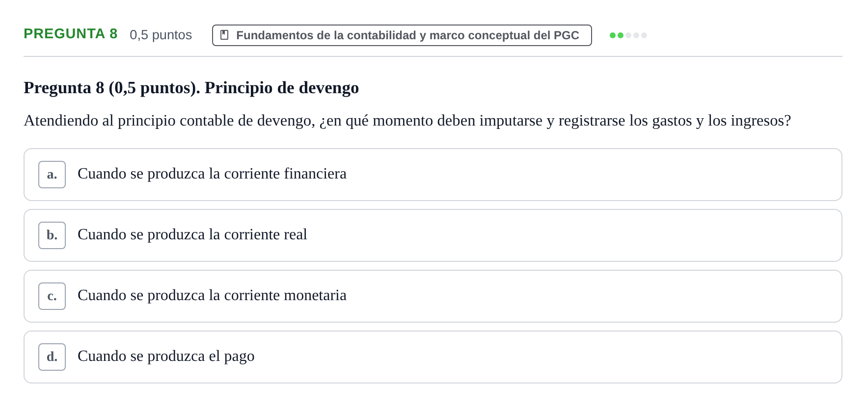 Enunciado: Pregunta 8 · Introducción a la Contabilidad UAB 2017