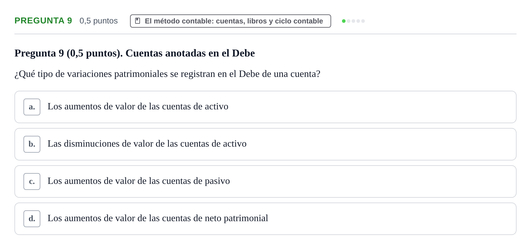 Enunciado: Pregunta 9 · Introducción a la Contabilidad UAB 2017