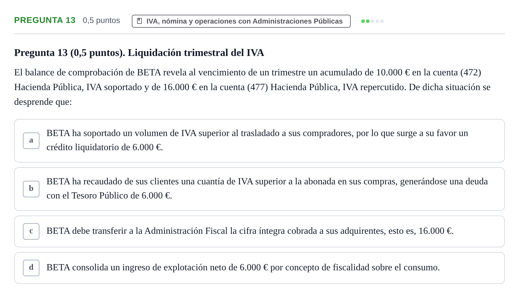 Enunciado: Pregunta 13 · Introducción a la Contabilidad UAB 2016