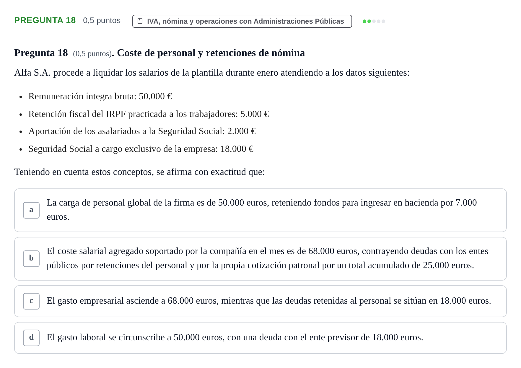 Enunciado: Pregunta 18 · Introducción a la Contabilidad UAB 2016