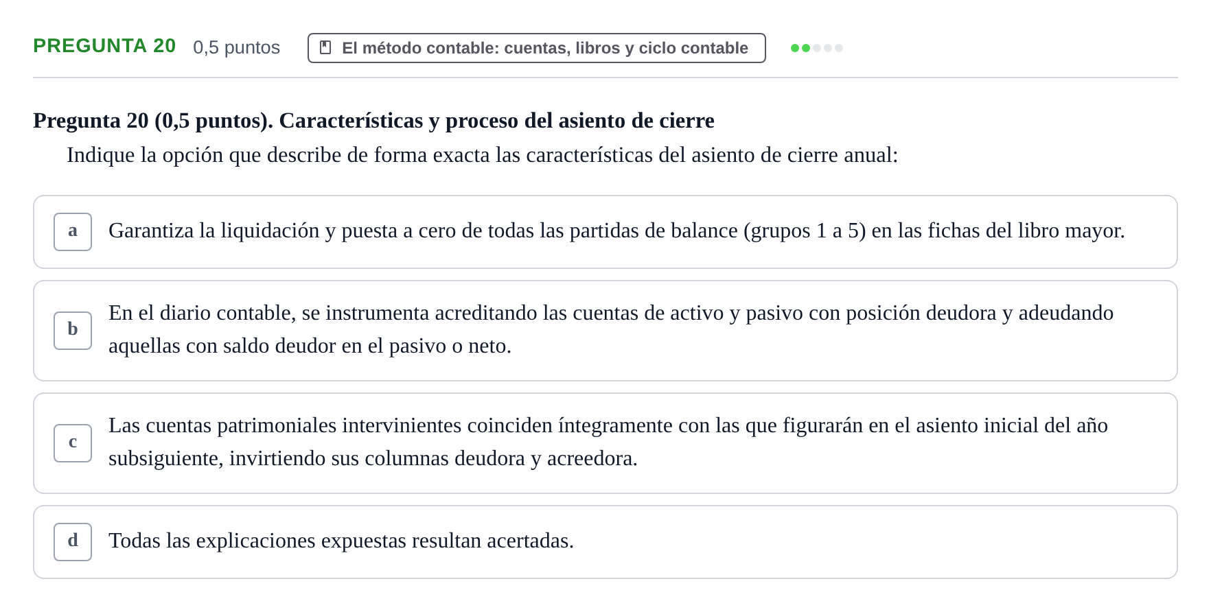 Enunciado: Pregunta 20 · Introducción a la Contabilidad UAB 2016