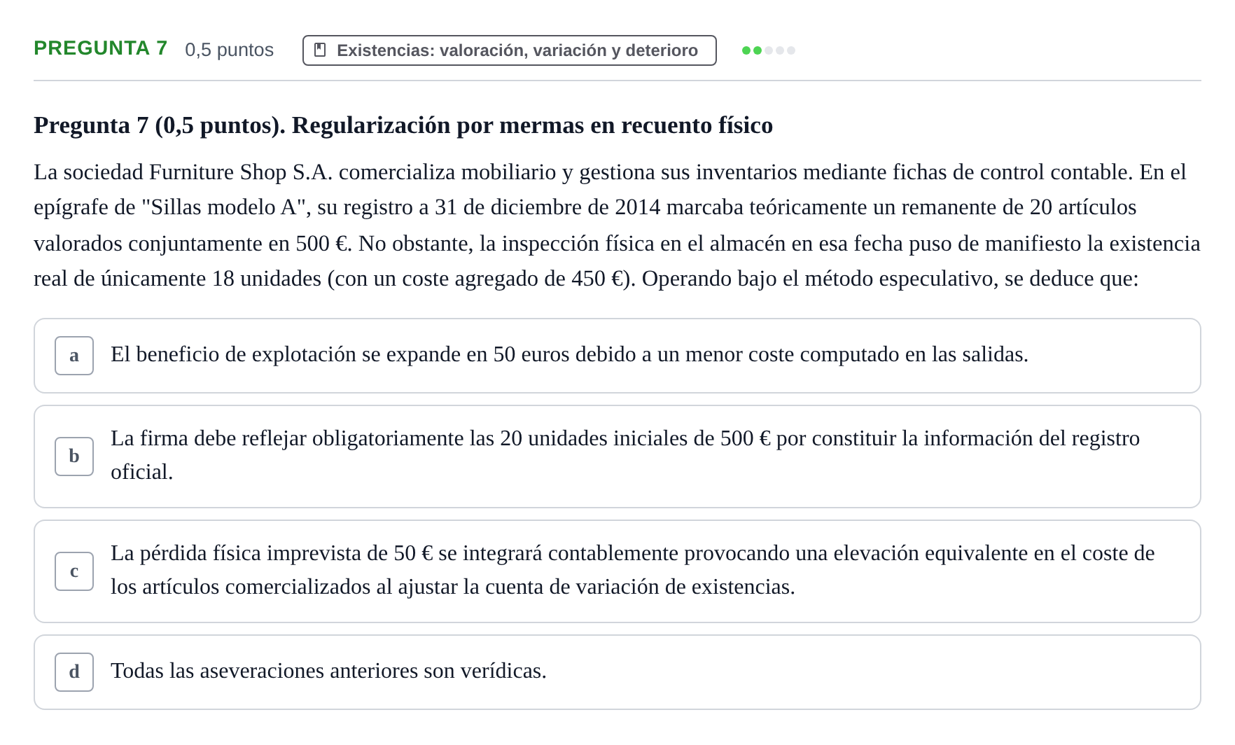 Enunciado: Pregunta 7 · Introducción a la Contabilidad UAB 2016