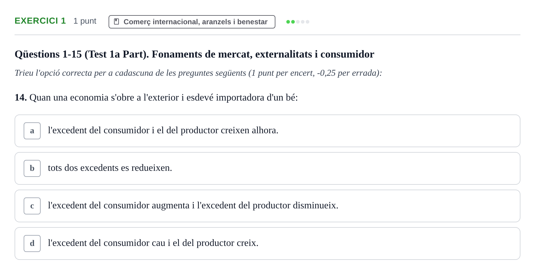 Enunciado: Ejercicio 1 - Comerç internacional · Microeconomía UB Juny 2022