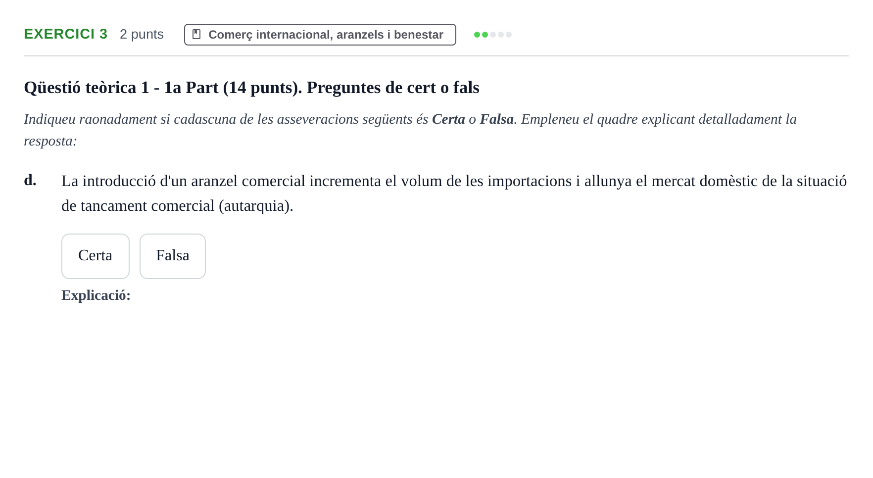 Enunciado: Ejercicio 3 - Comerç internacional · Microeconomía UB Juny 2022