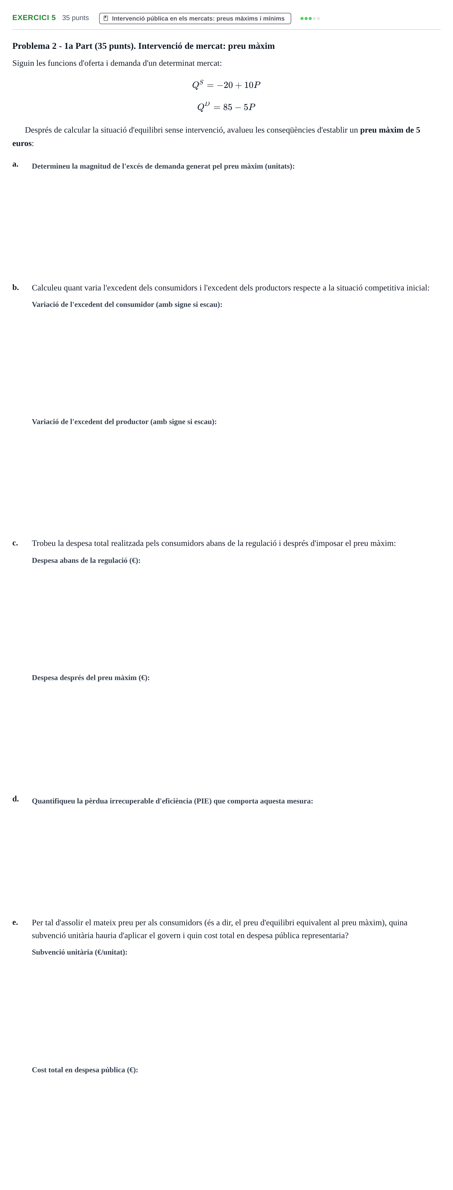 Enunciado: Problema 5 · Microeconomía UB Juny 2022