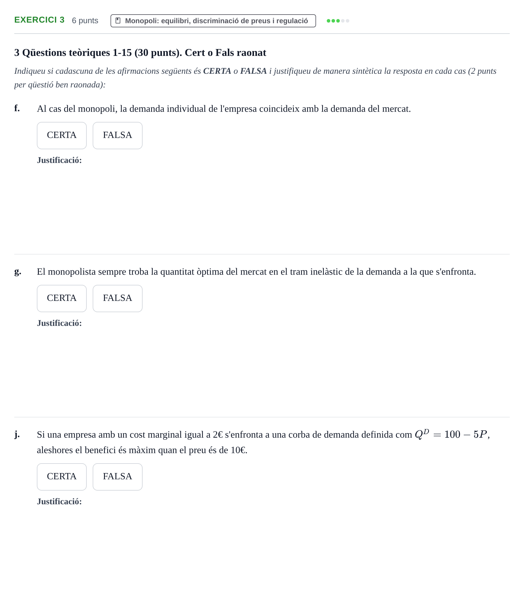 Enunciado: Ejercicio 3 - Monopoli · Microeconomía UB 2022