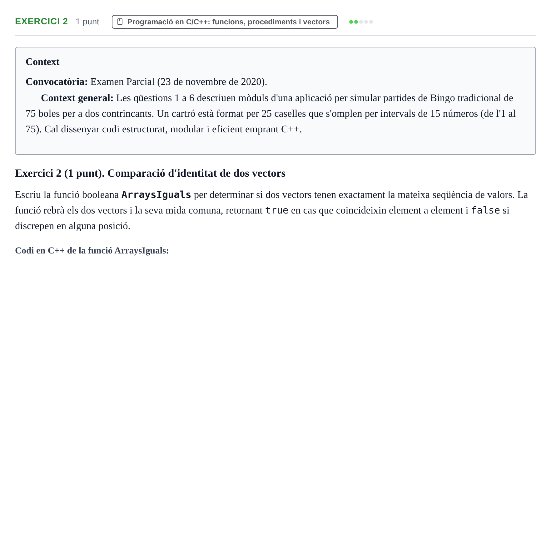 Enunciado: Exercici 2 · Fonaments d'Informàtica UAB 2020