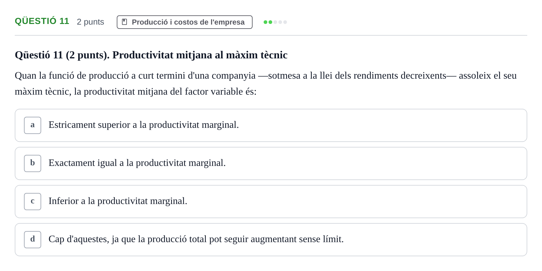 Enunciado: Ejercicio Qüestió 11 · Microeconomía UB 2023