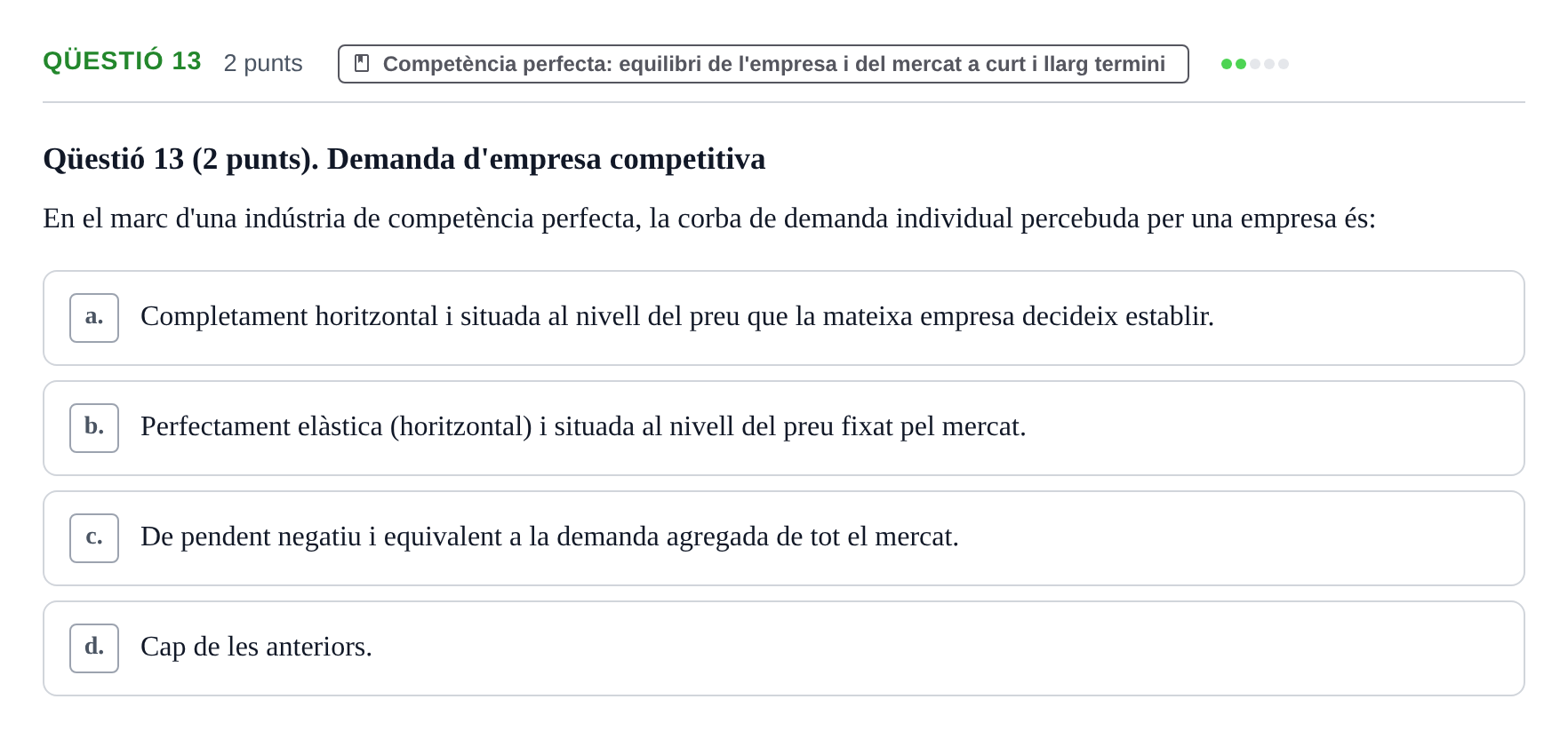 Enunciado: Ejercicio Qüestió 13 · Microeconomía UB 2023