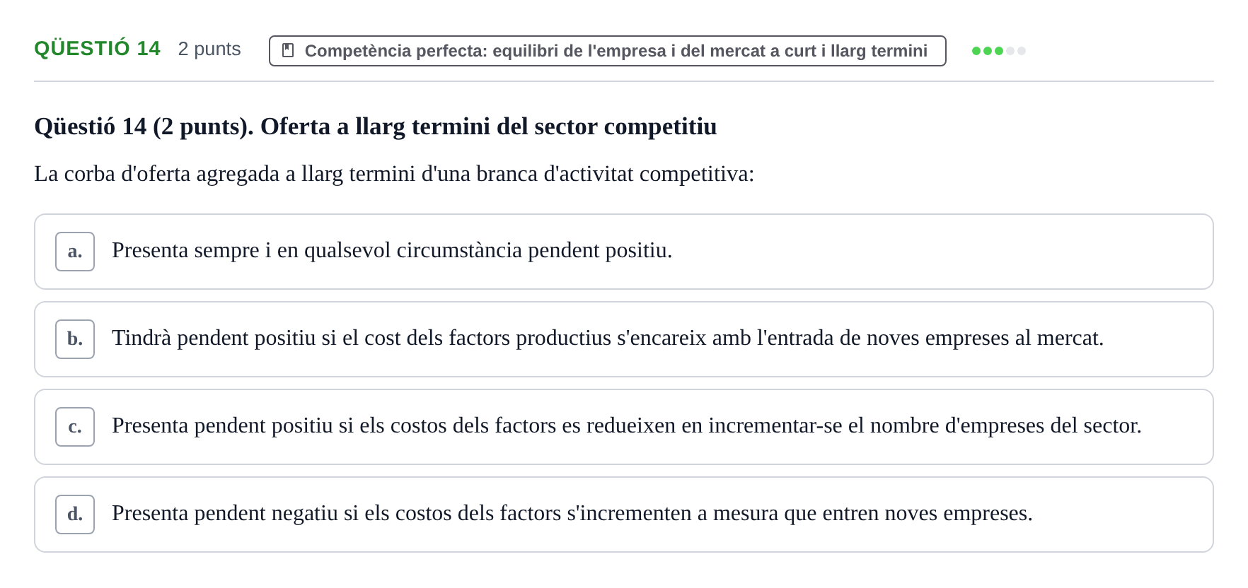 Enunciado: Ejercicio Qüestió 14 · Microeconomía UB 2023