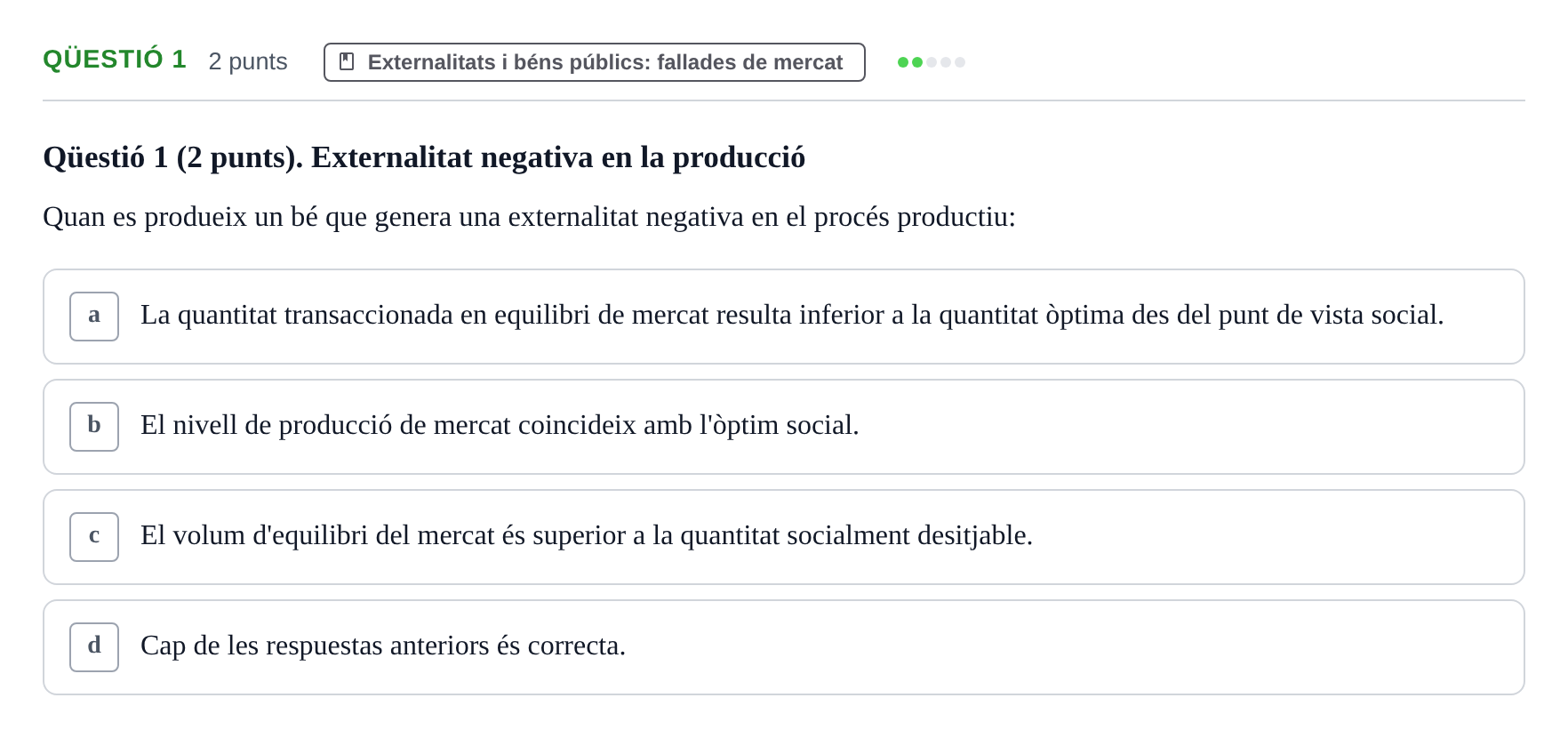 Enunciado: Ejercicio Qüestió 1 · Microeconomía UB 2023
