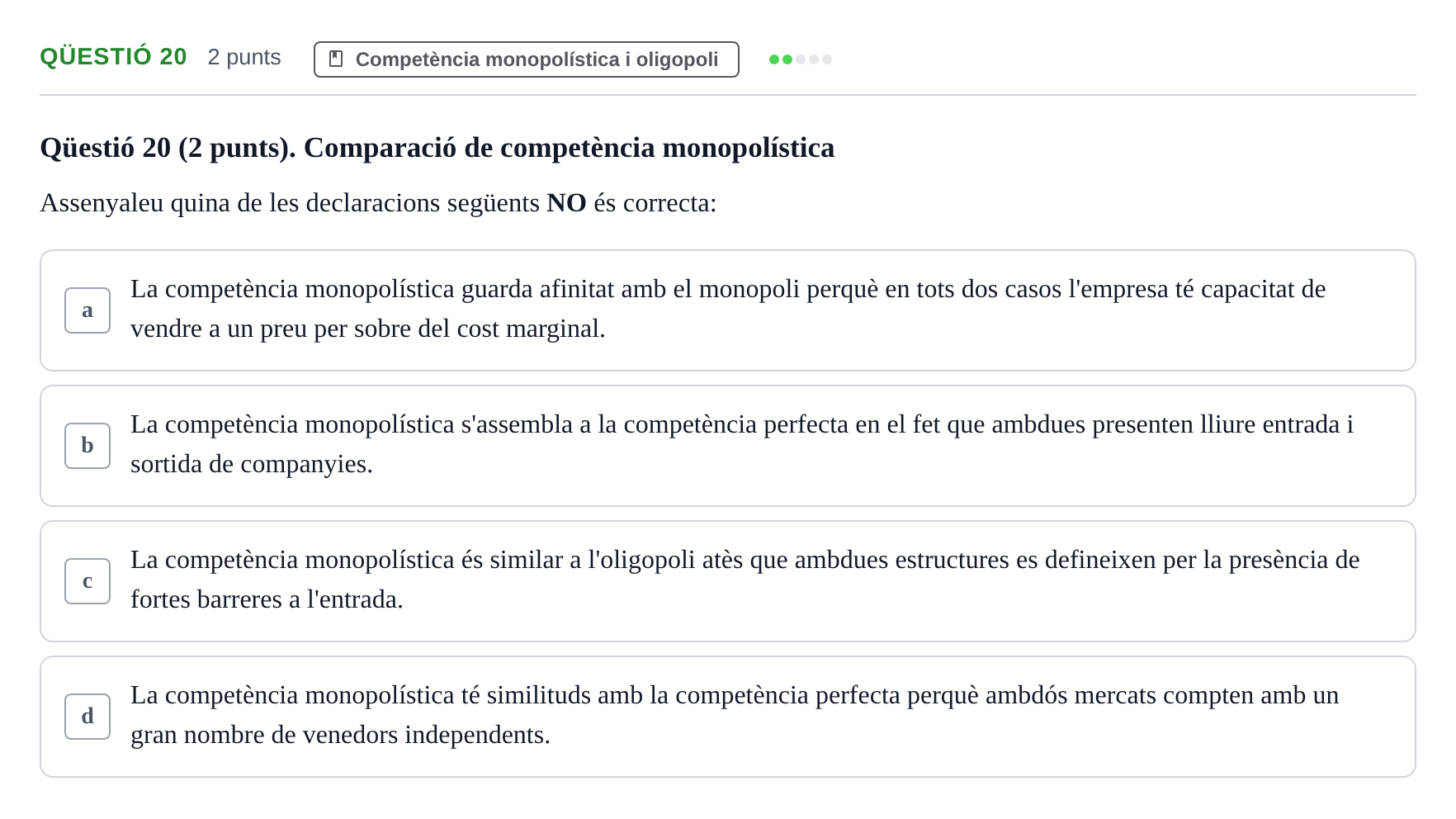 Enunciado: Ejercicio Qüestió 20 · Microeconomía UB 2023