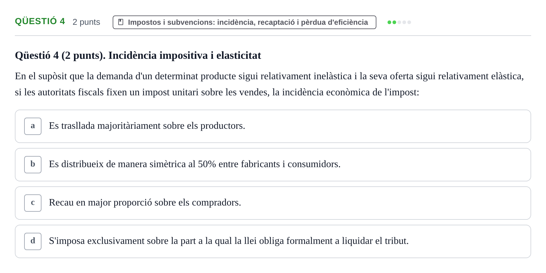 Enunciado: Ejercicio Qüestió 4 · Microeconomía UB 2023