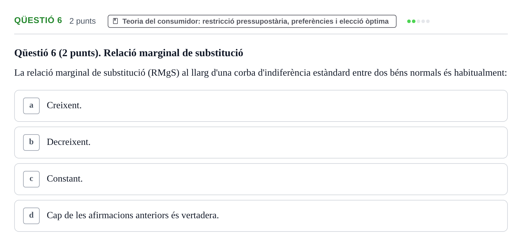 Enunciado: Ejercicio Qüestió 6 · Microeconomía UB 2023