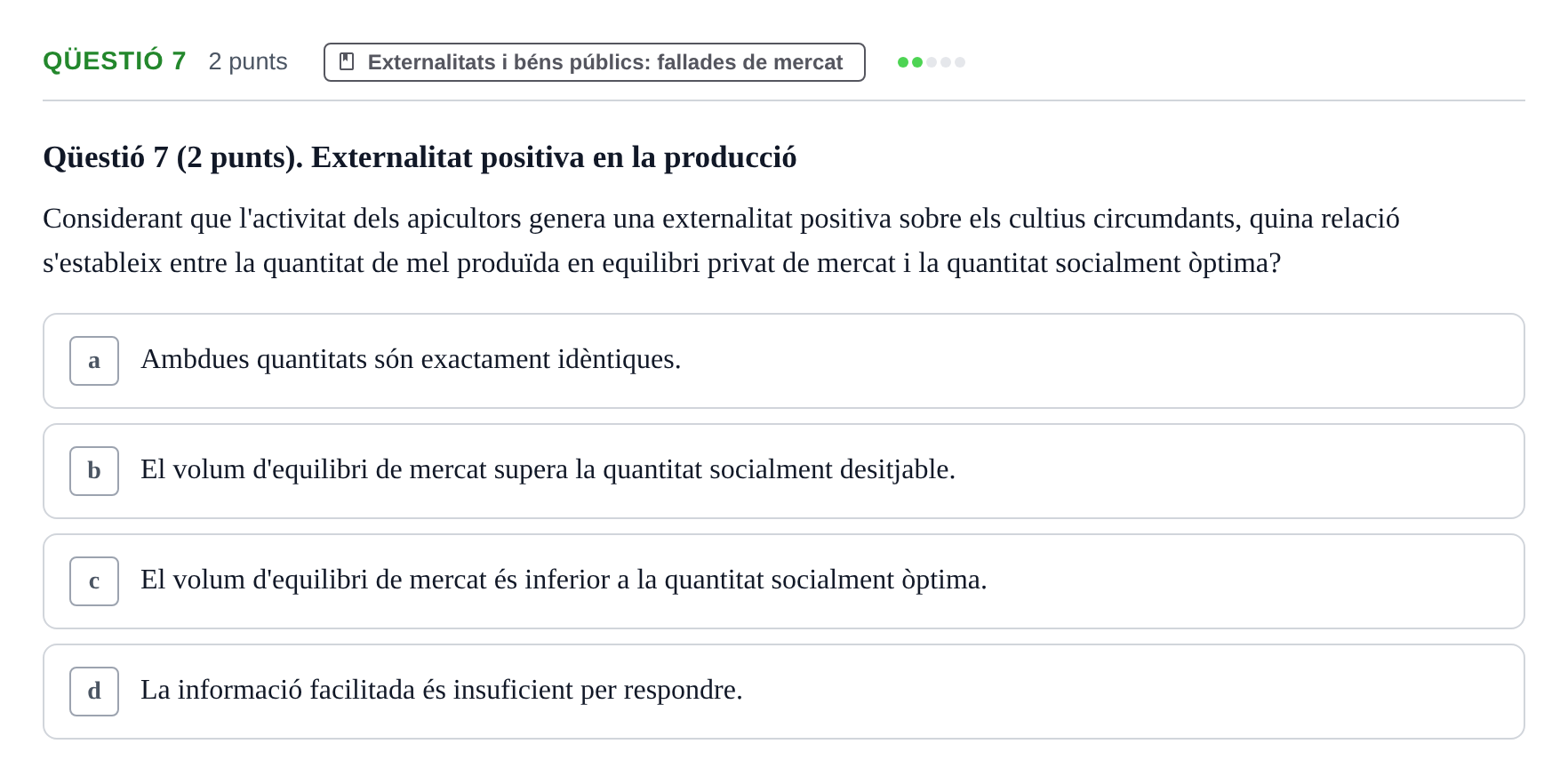 Enunciado: Ejercicio Qüestió 7 · Microeconomía UB 2023
