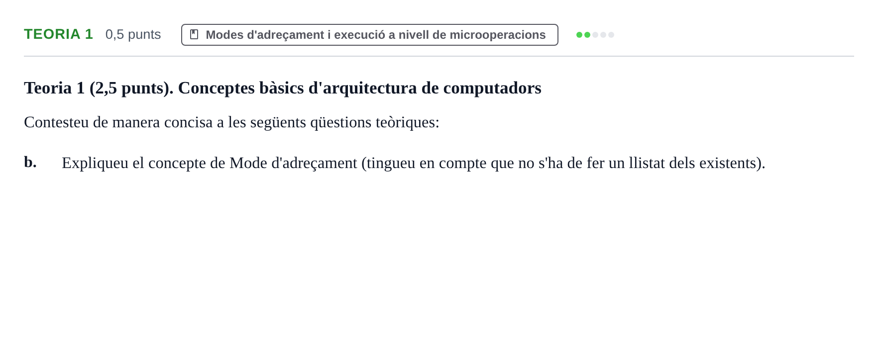 Enunciado: Ejercicio Teoria 1 - Modes d'adreçament · Fonaments d'Informàtica UAB 2017