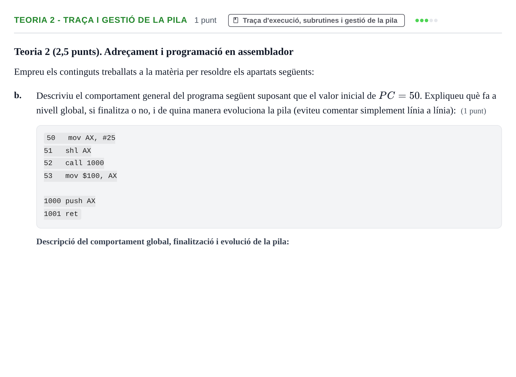 Enunciado: Ejercicio Teoria 2 - Traça i gestió de la pila · Fonaments d'Informàtica UAB 2017