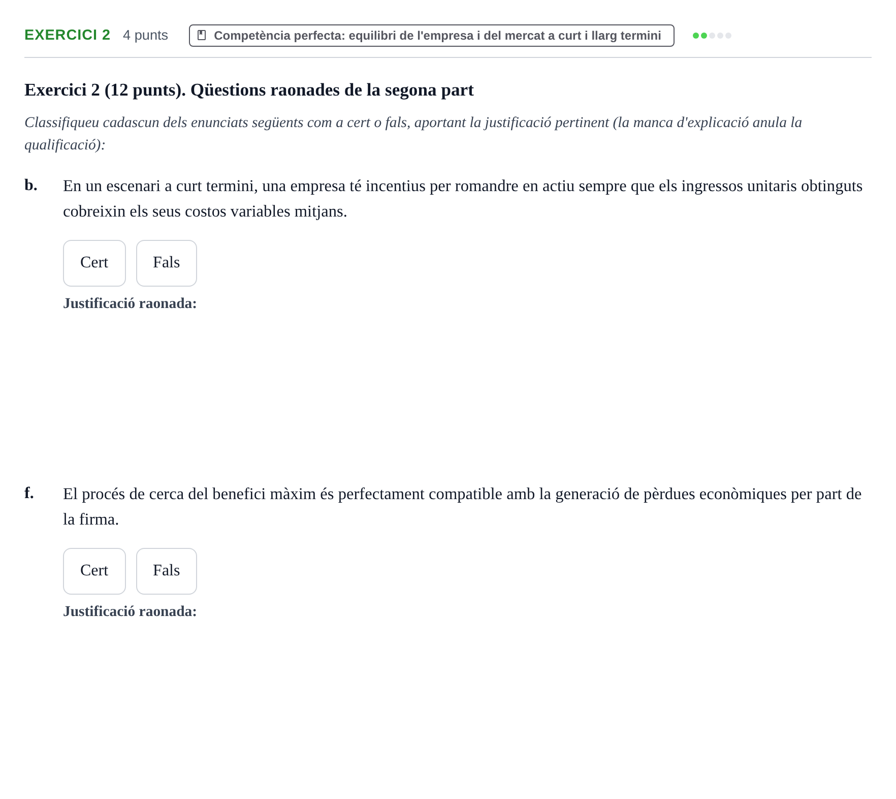 Enunciado: Exercici 2 - Competència perfecta · Microeconomía UB Juny 2023
