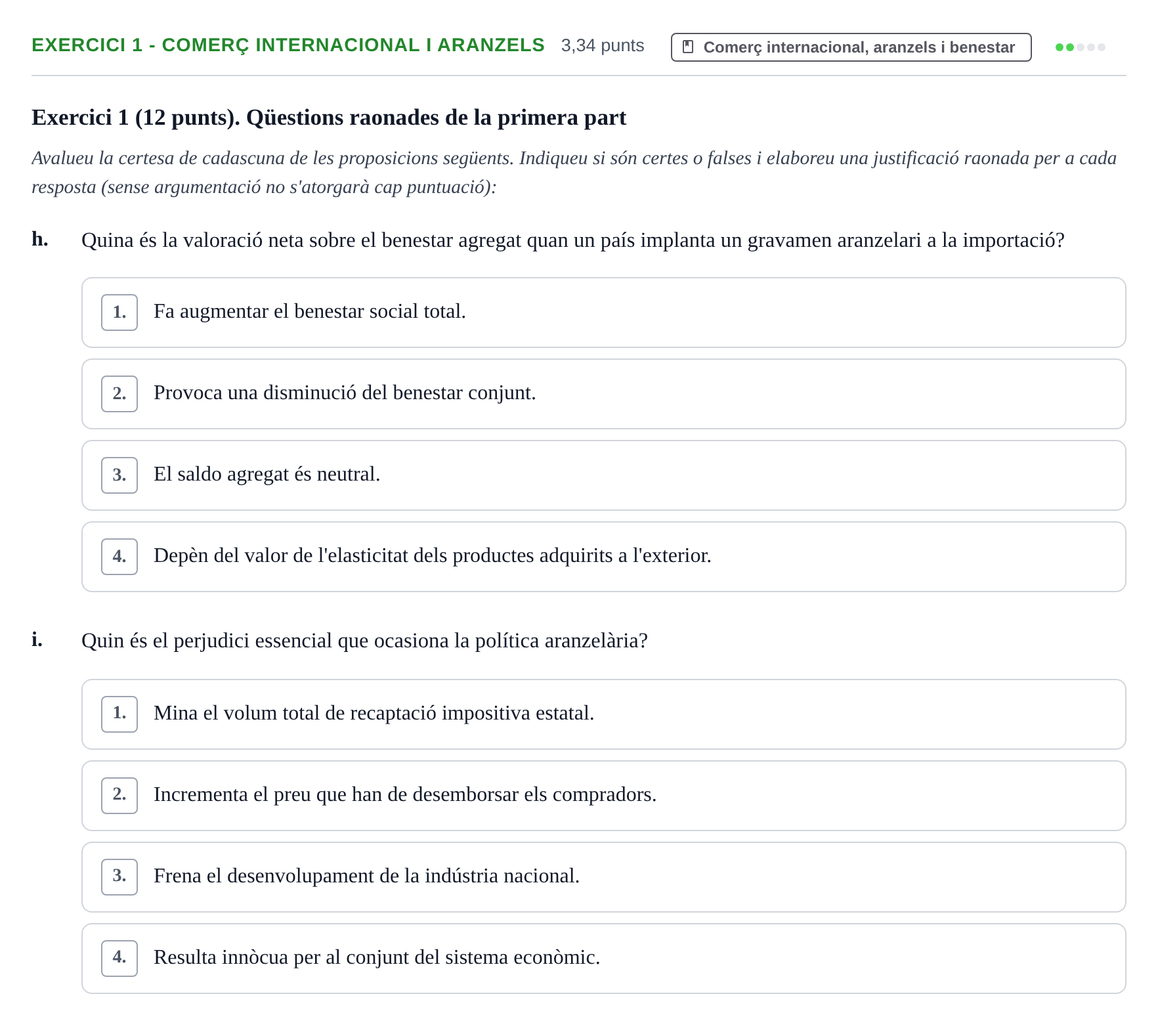 Enunciado: Ejercicio 1 - Comerç internacional i aranzels · Microeconomía UB Juny 2023
