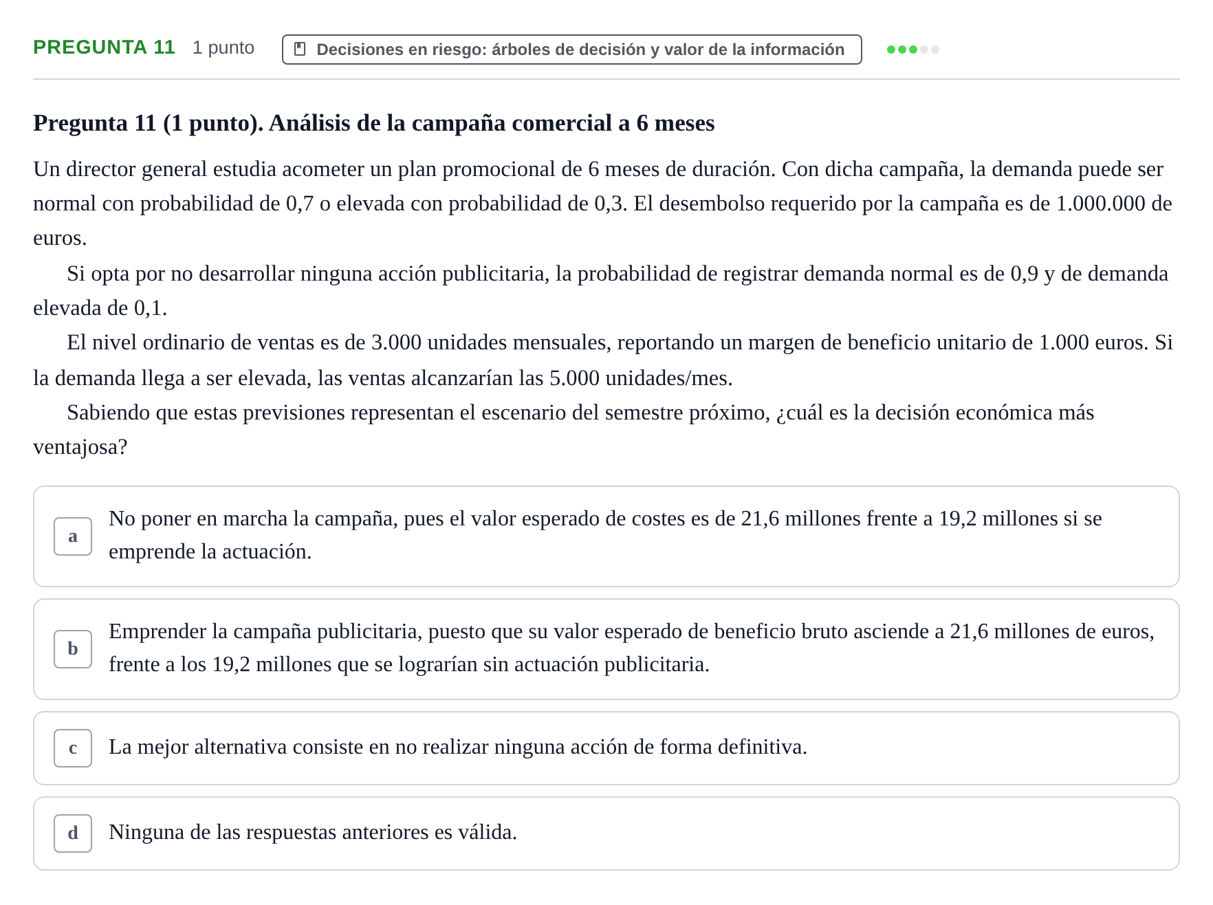 Enunciado: Pregunta 11 · Administració de l'Empresa UB 2012