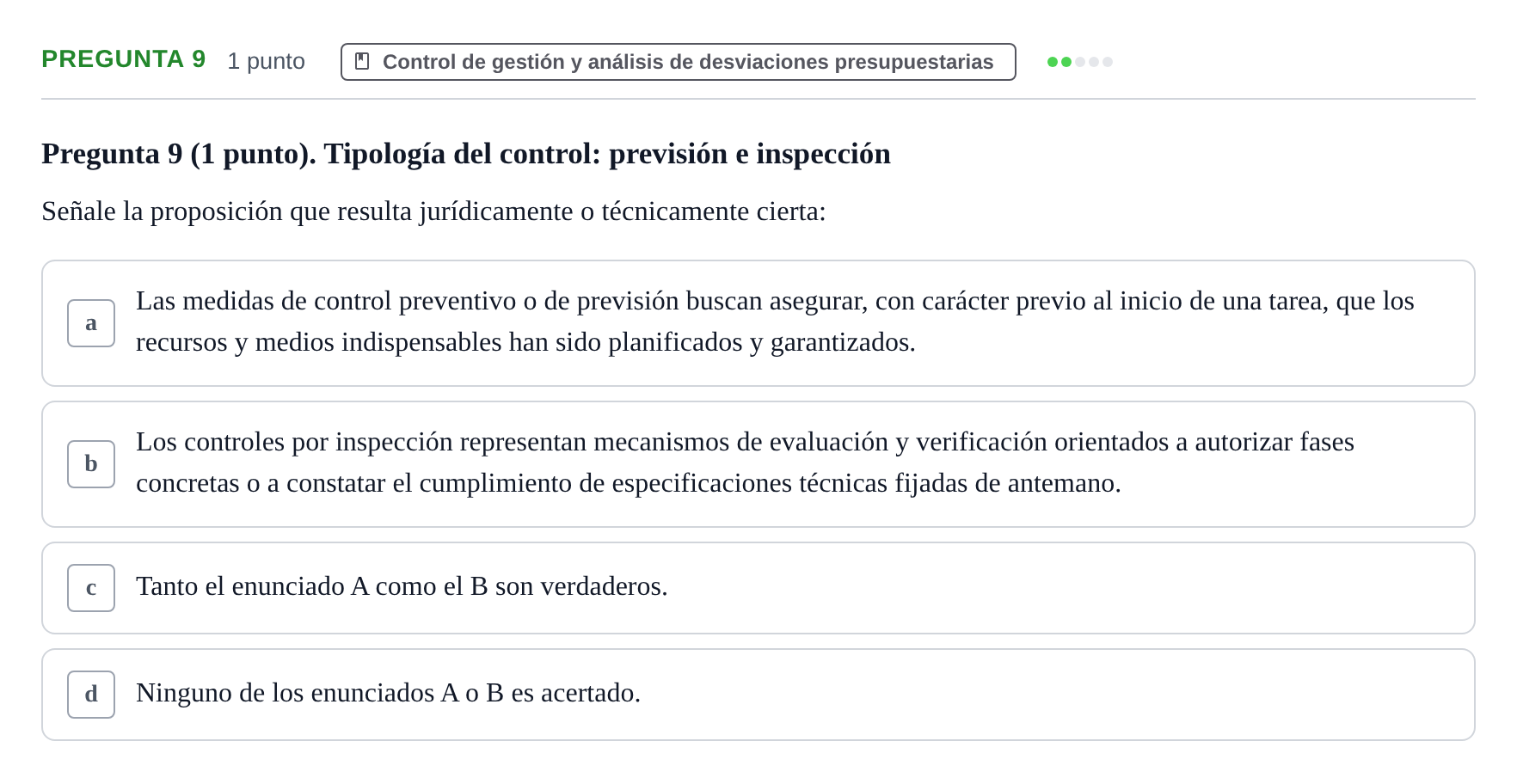 Enunciado: Pregunta 9 · Administració de l'Empresa UB 2012